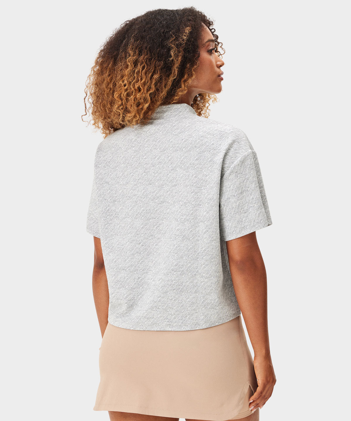 Ivy Grey Crop Mock Tee