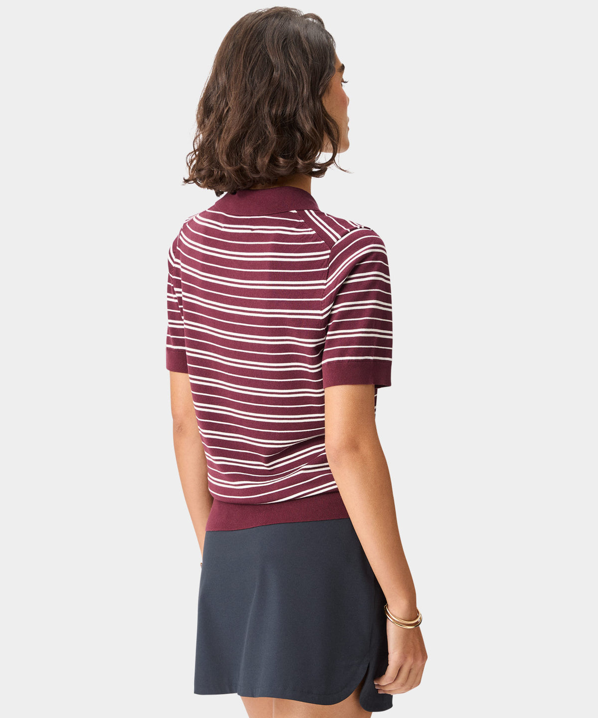 Heather Striped Knit Shirt - Burgundy
