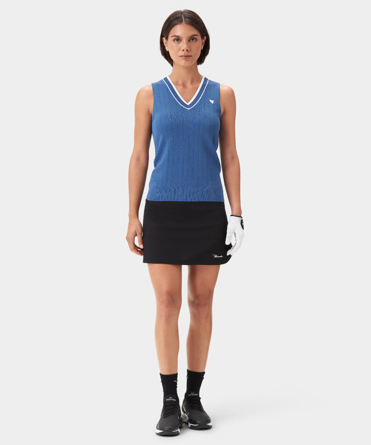 Ana Steel Blue Sleeveless V-Neck