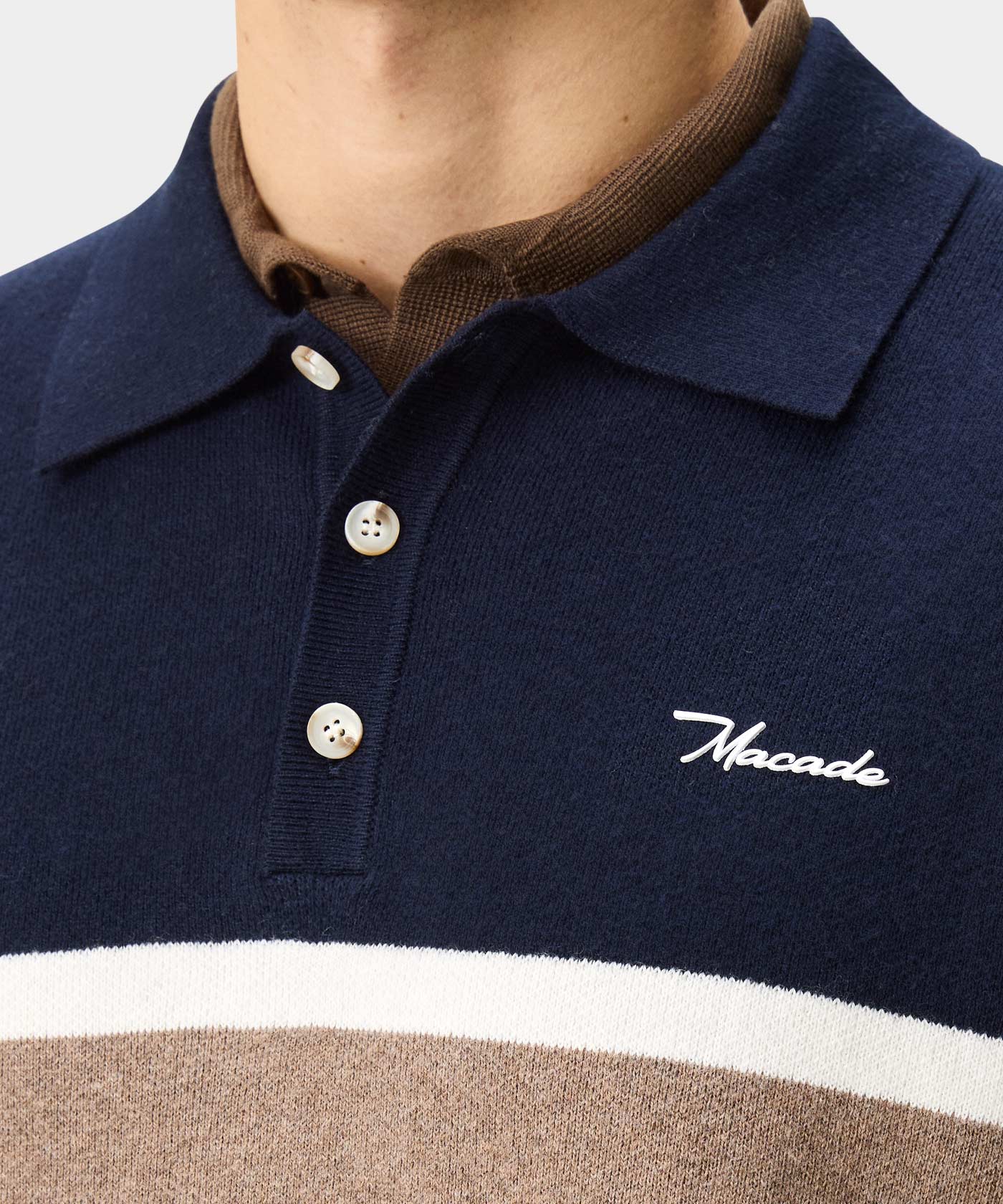 Navy Cashmere Blend Knit Polo