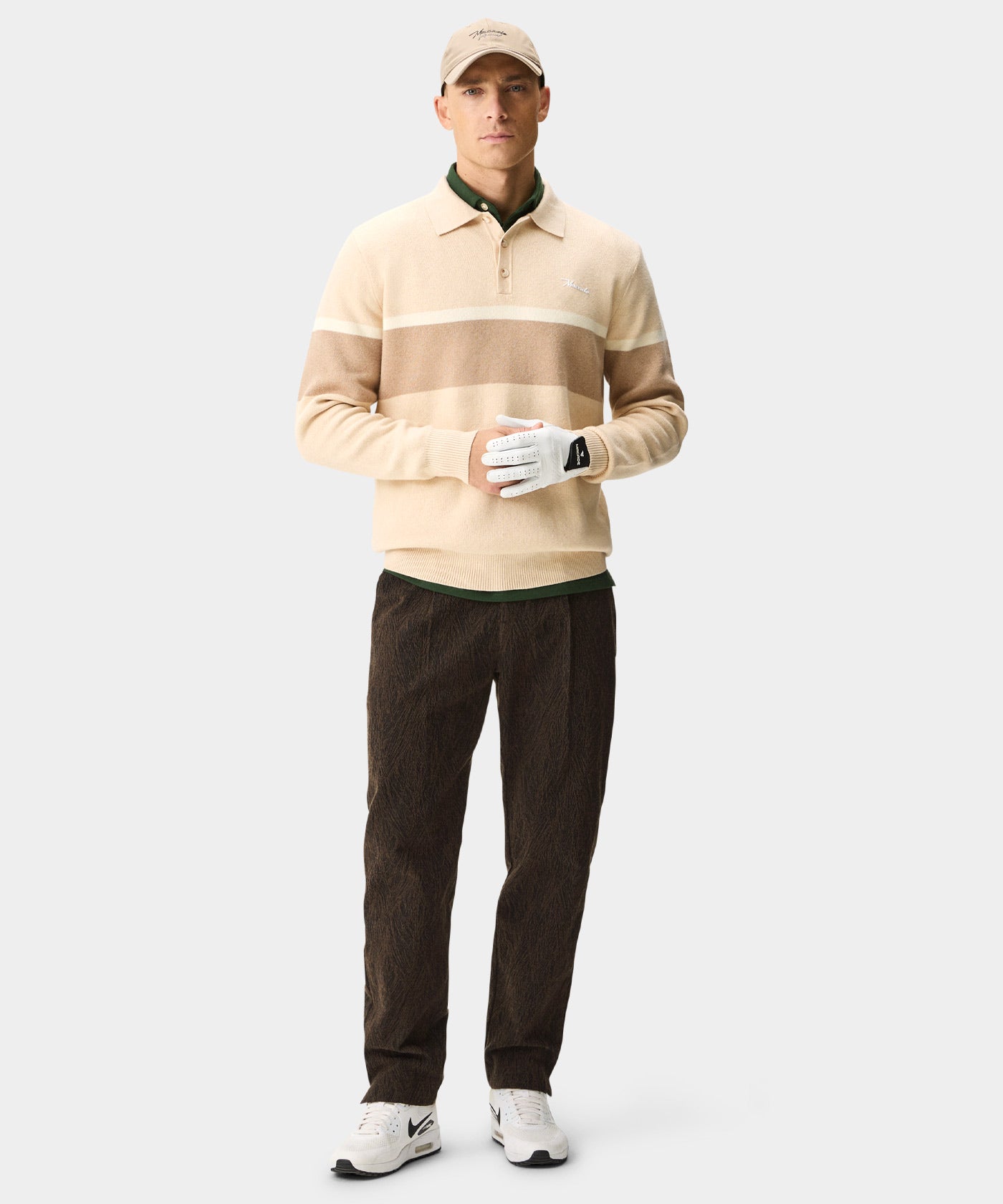 Sand Cashmere Blend Knit Polo