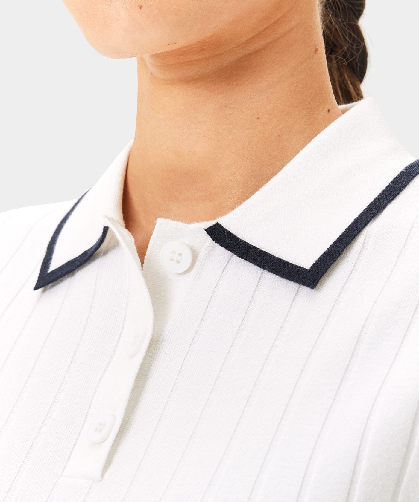 Skye White Course Knit Polo