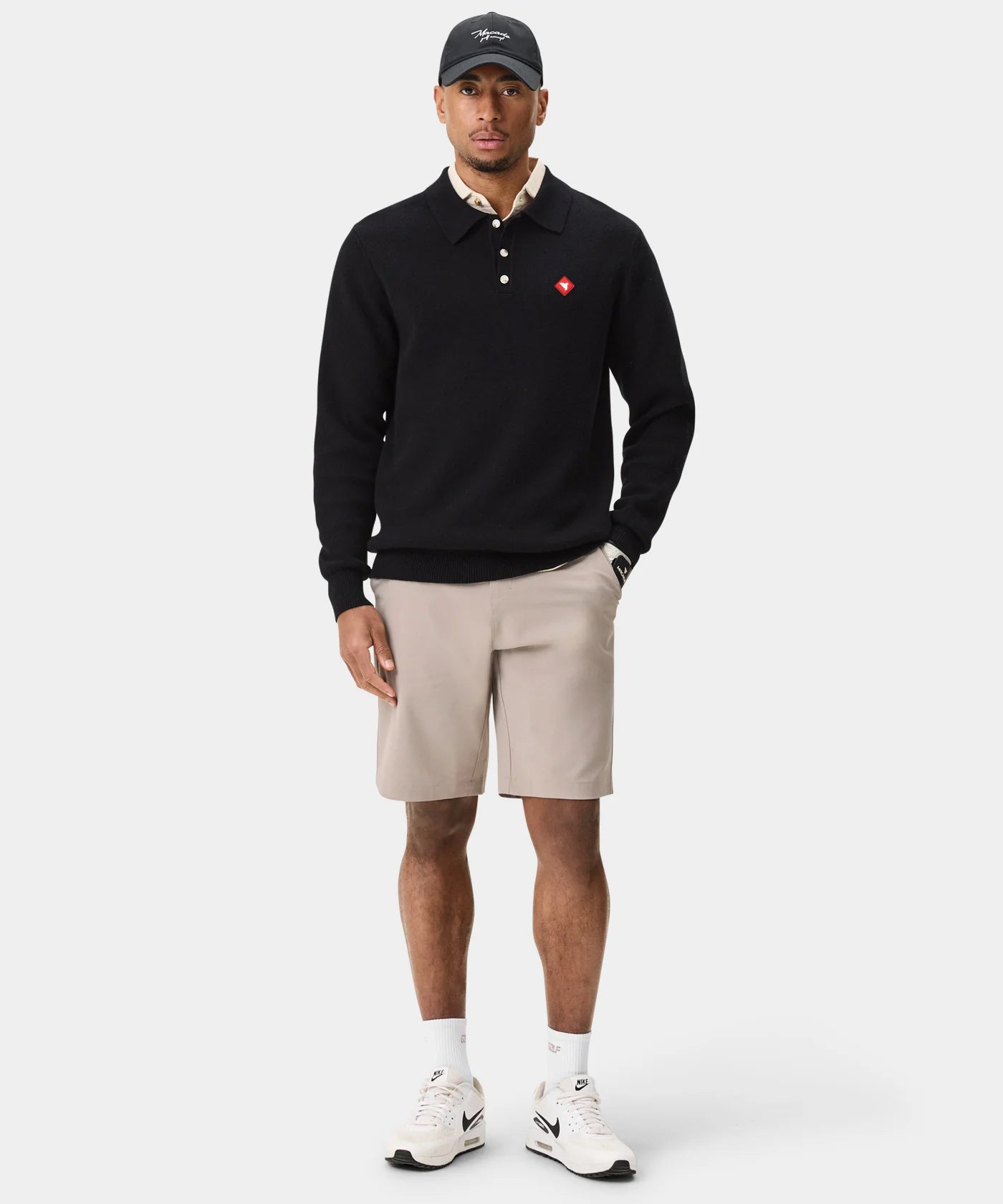 Cashmere Blend Knit Polo - Black