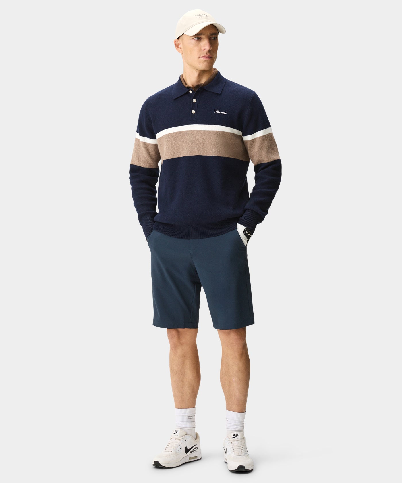 Navy Cashmere Blend Knit Polo