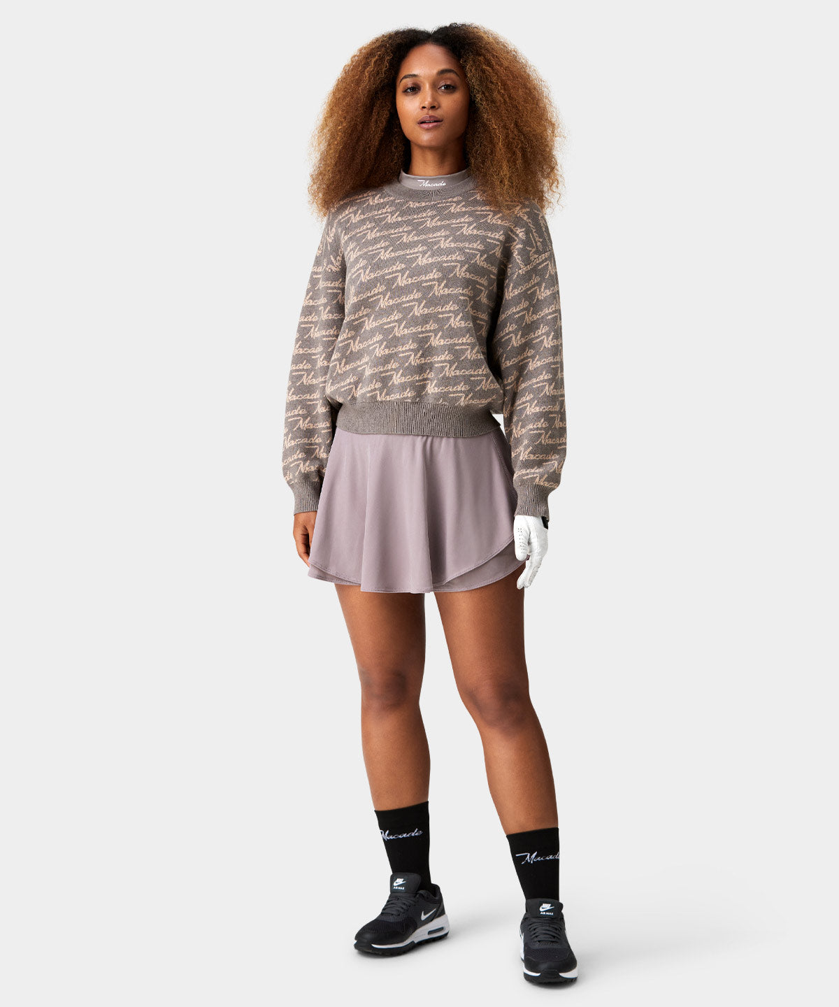 Brown Intarsia Oversized Knit Sweater