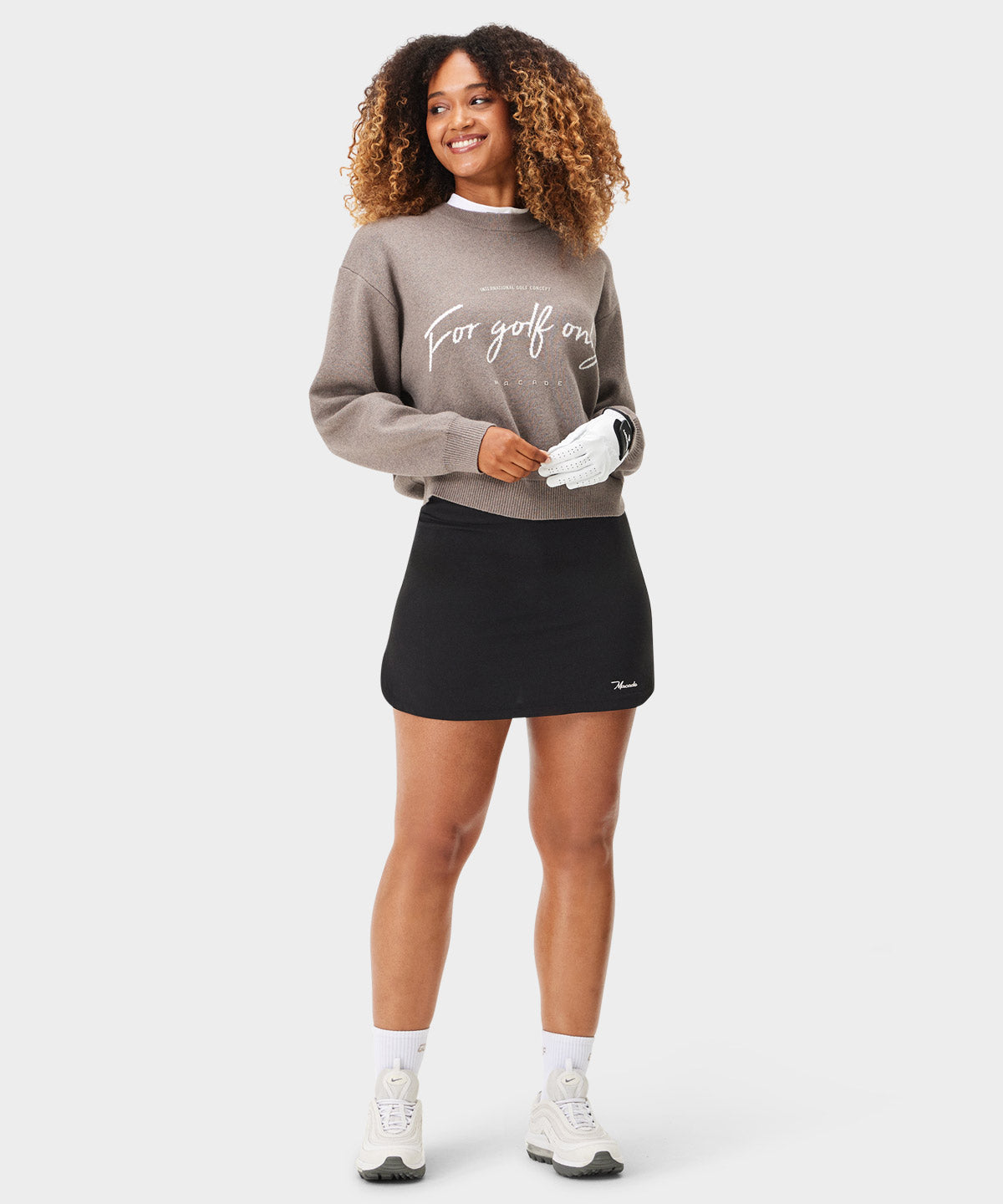 Taupe Script Oversized Knit Sweater