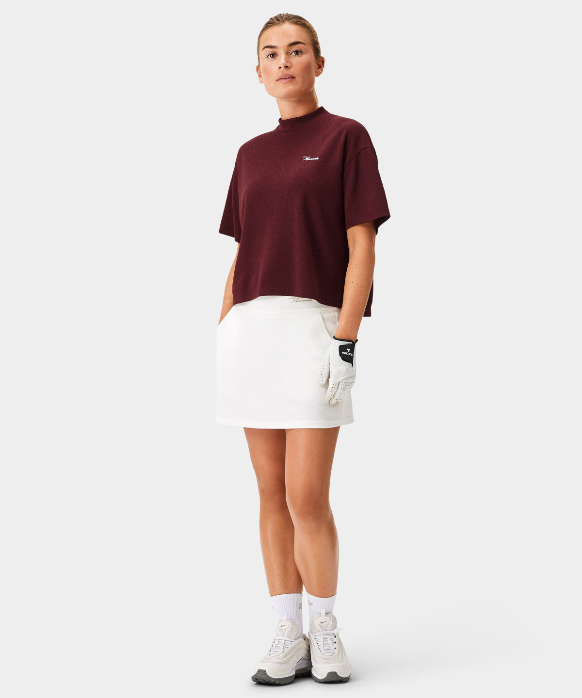 Burgundy Cropped Players Tee