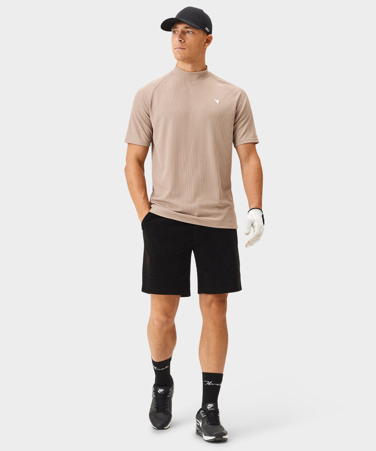 Tyler Light Brown Mock Neck Tee