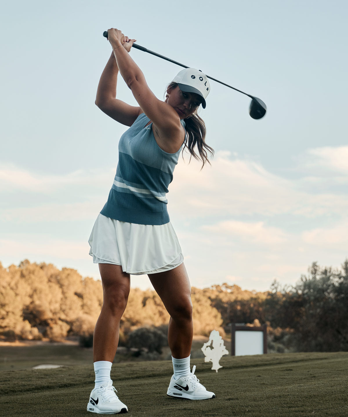 Ana Blue Sleeveless V-neck Macade Golf