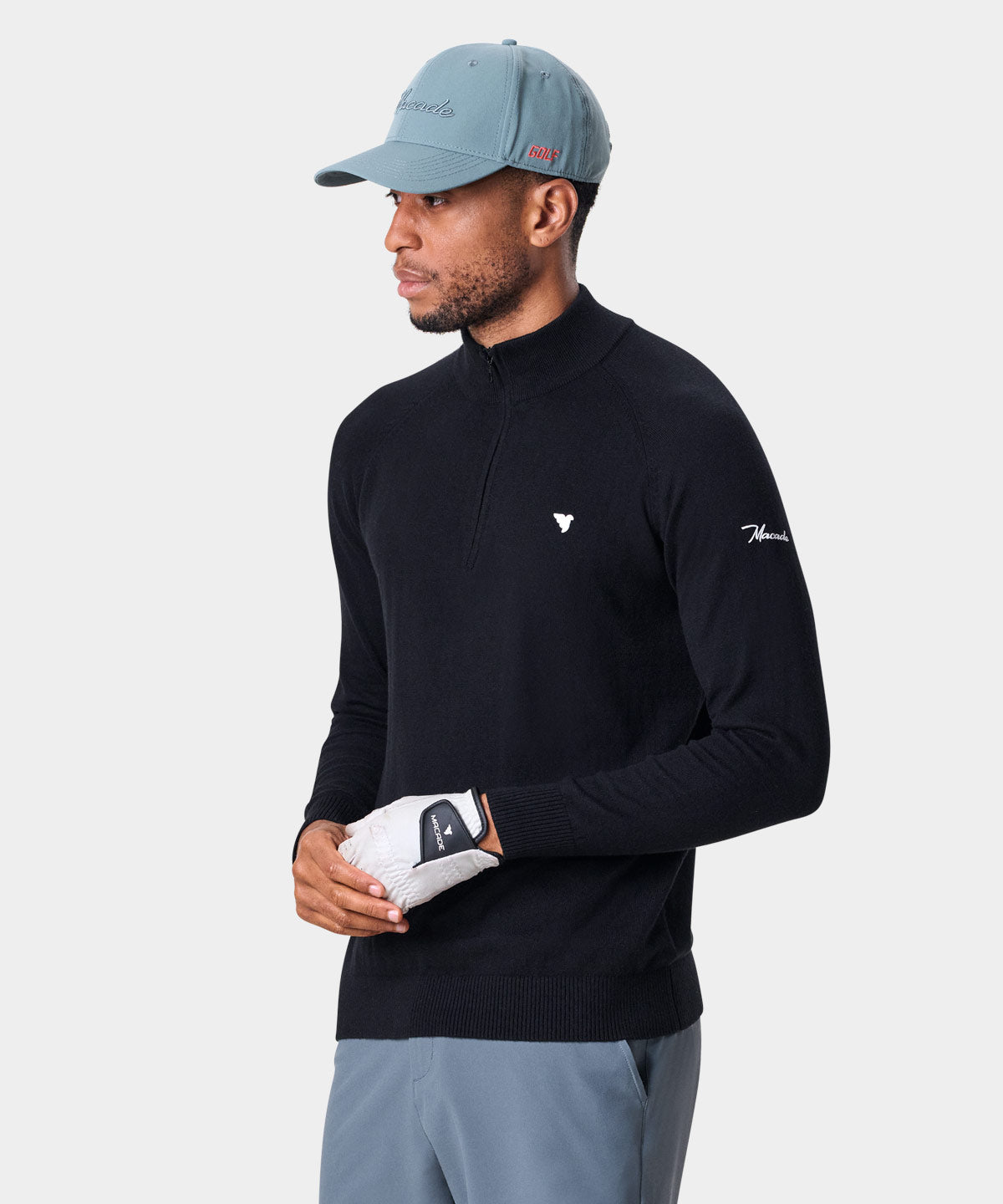 Black Tour Knit Quarter Zip