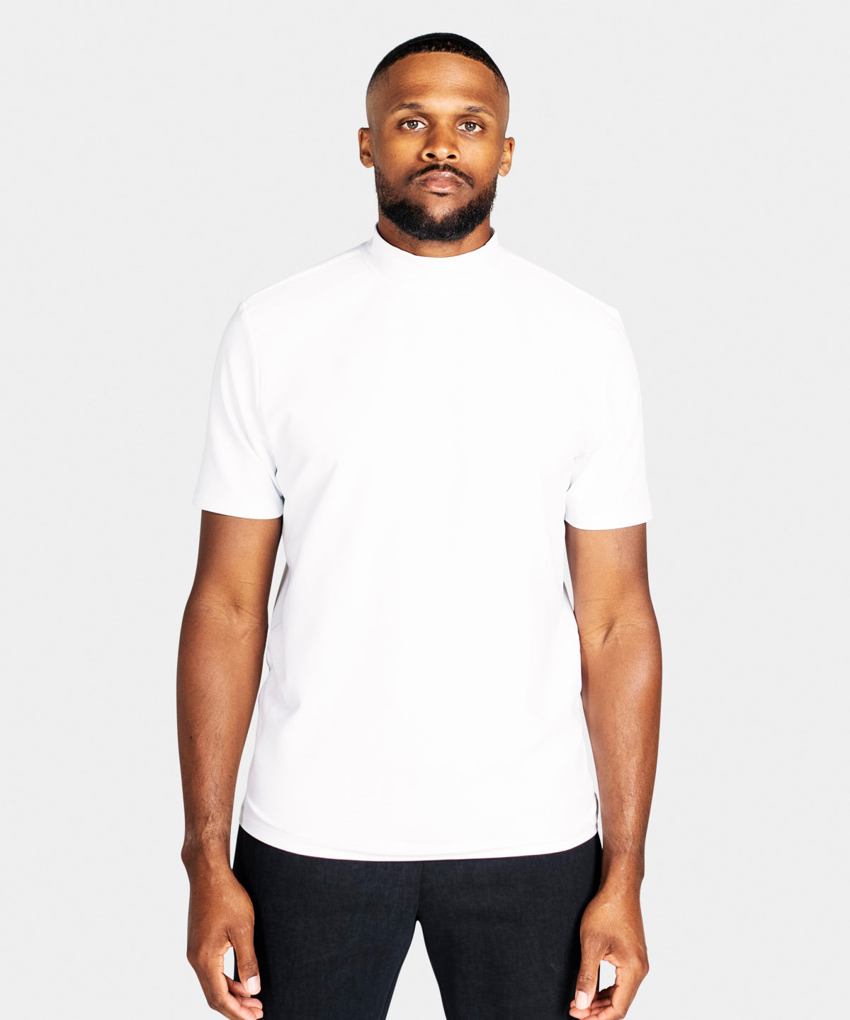 High neck white sales t shirt mens