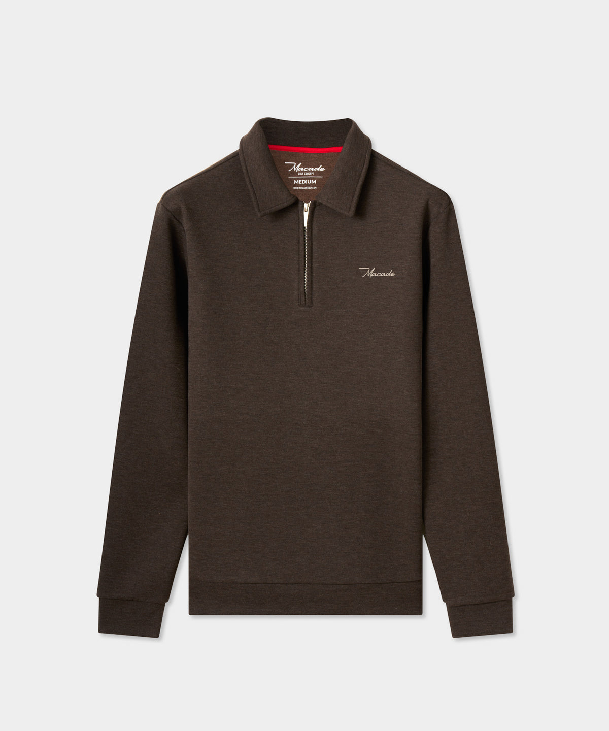 Hayes Long Sleeve Zip Polo - Brown