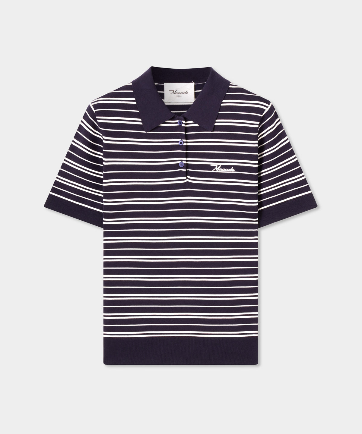 Heather Striped Knit Shirt - Navy