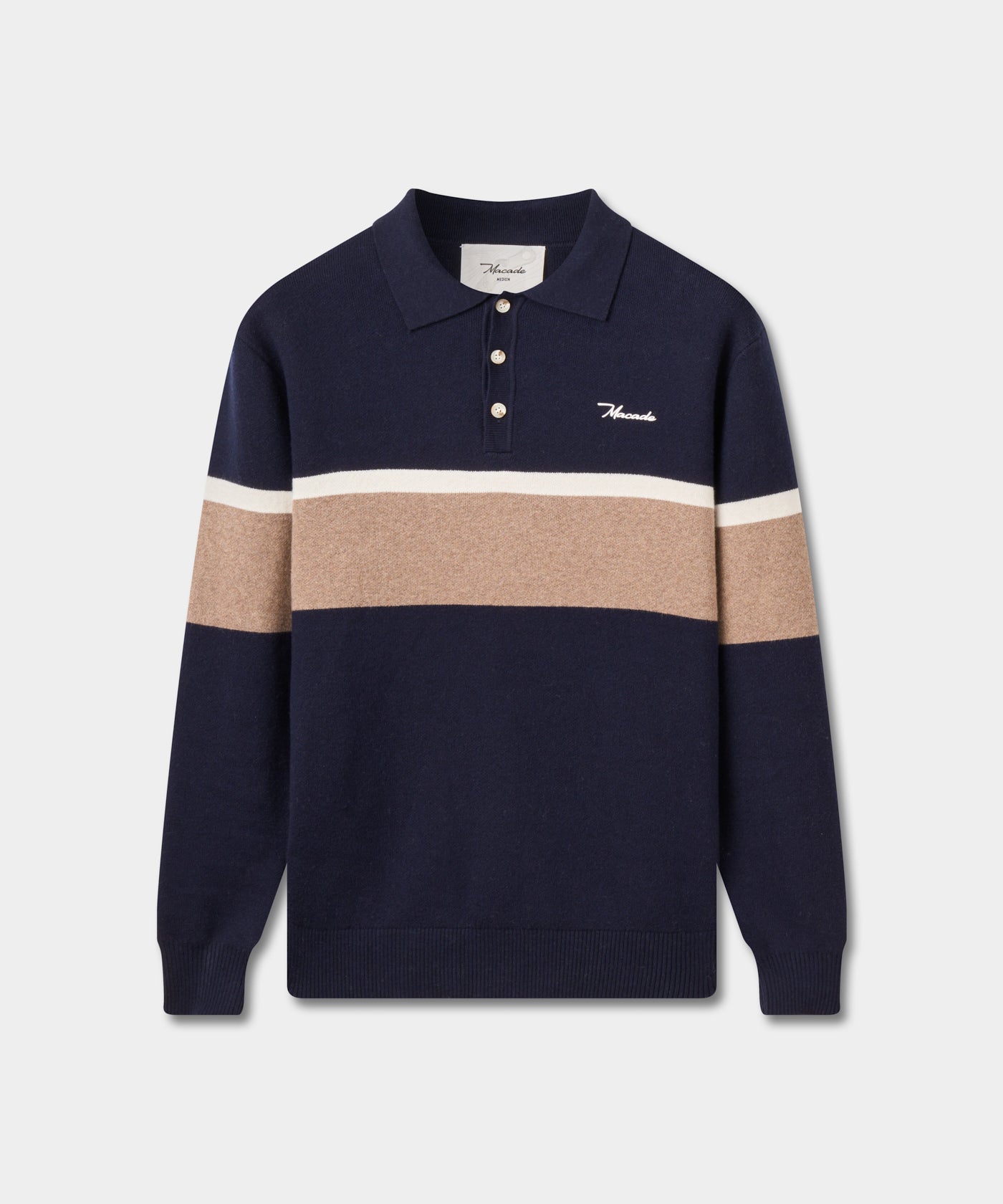 Navy Cashmere Blend Knit Polo