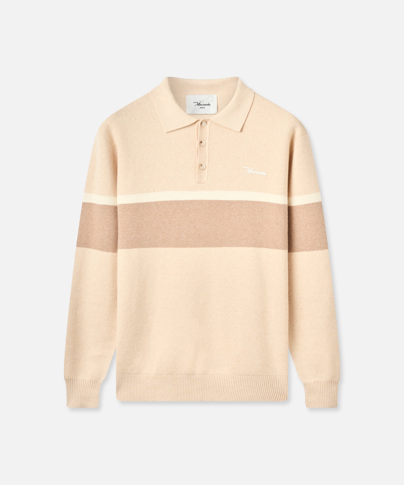 Sand Cashmere Blend Knit Polo