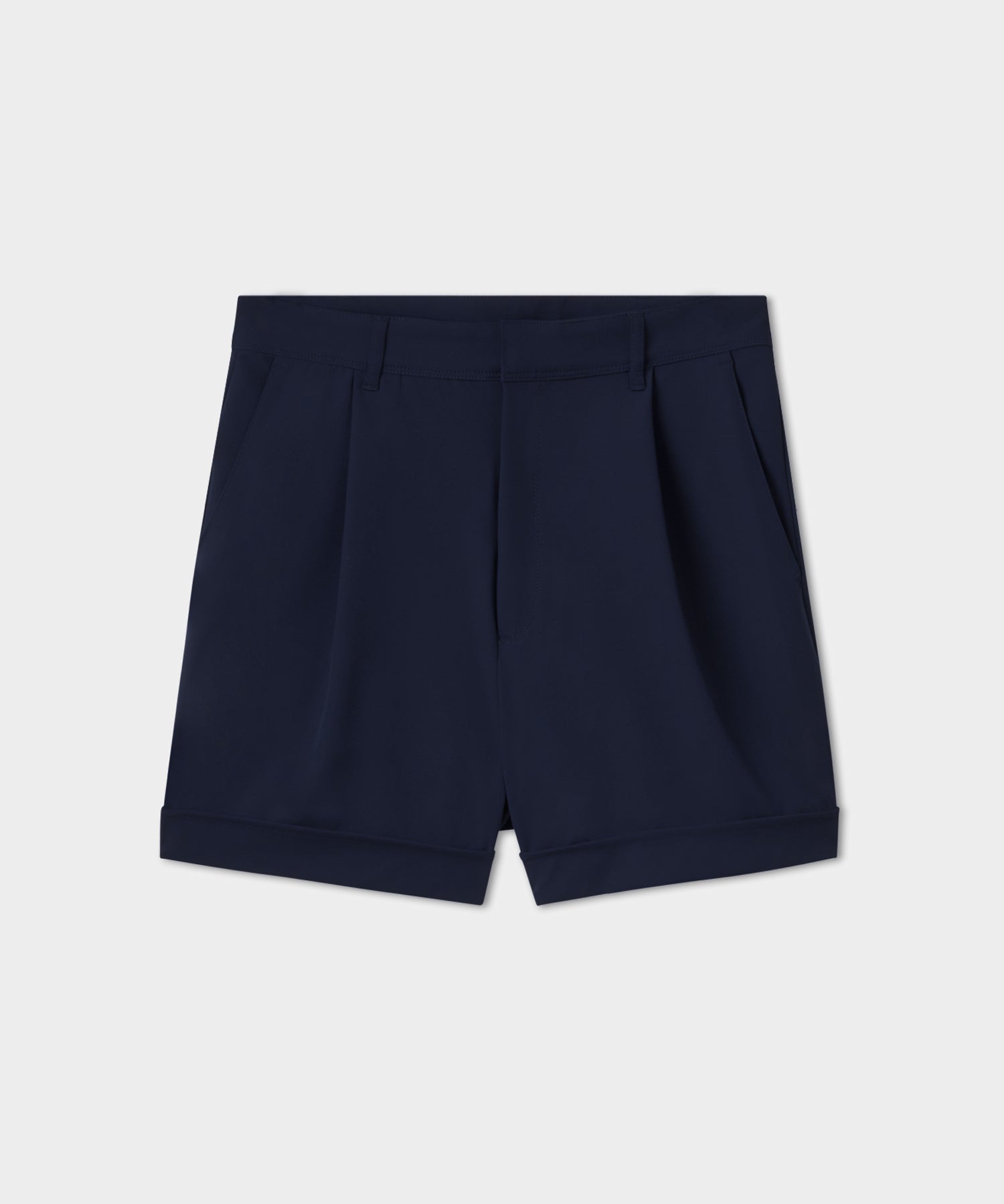 Navy Pleated Course Shorts