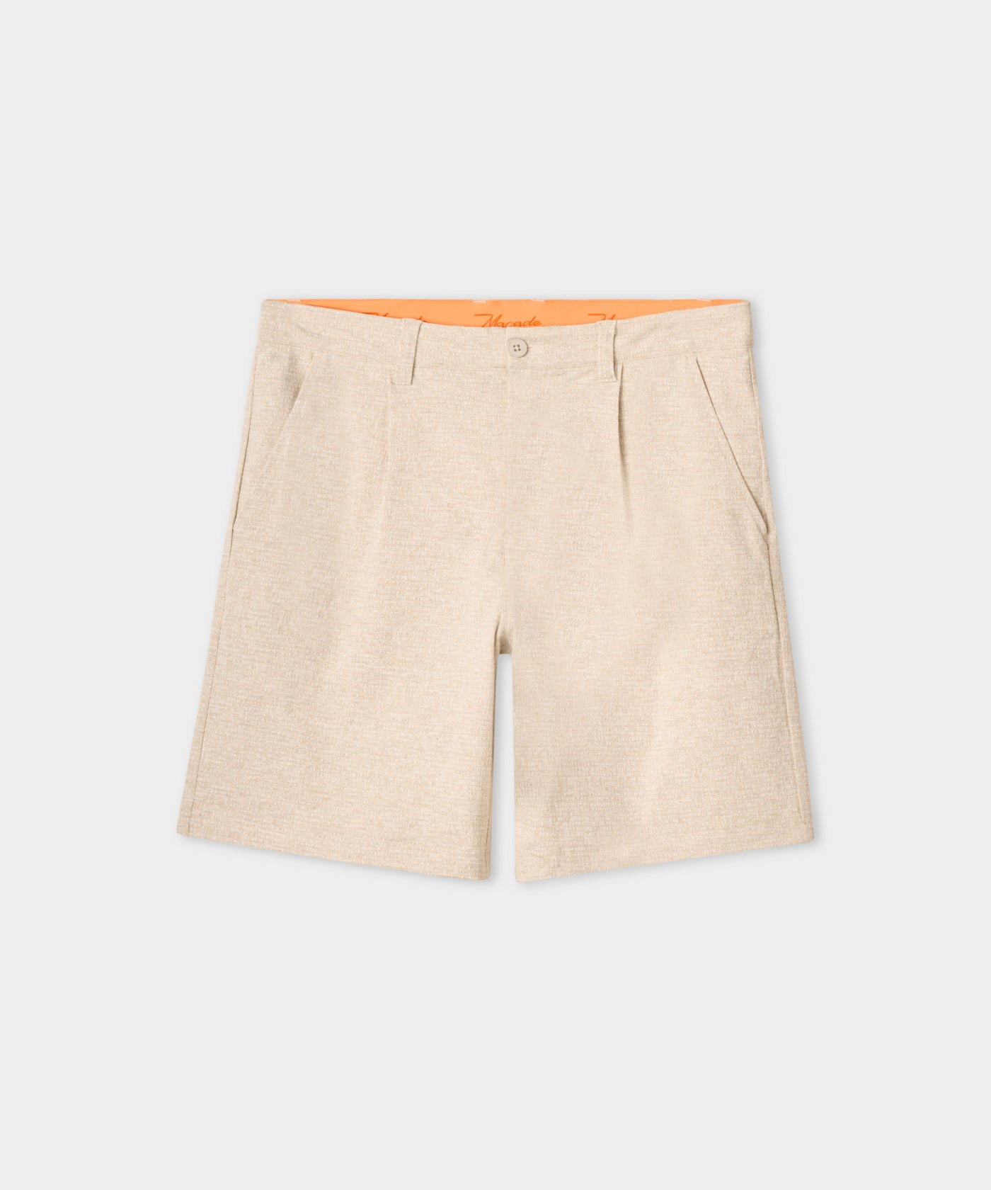 Ridgeweave Pleated Shorts - Sand flatlay 01
