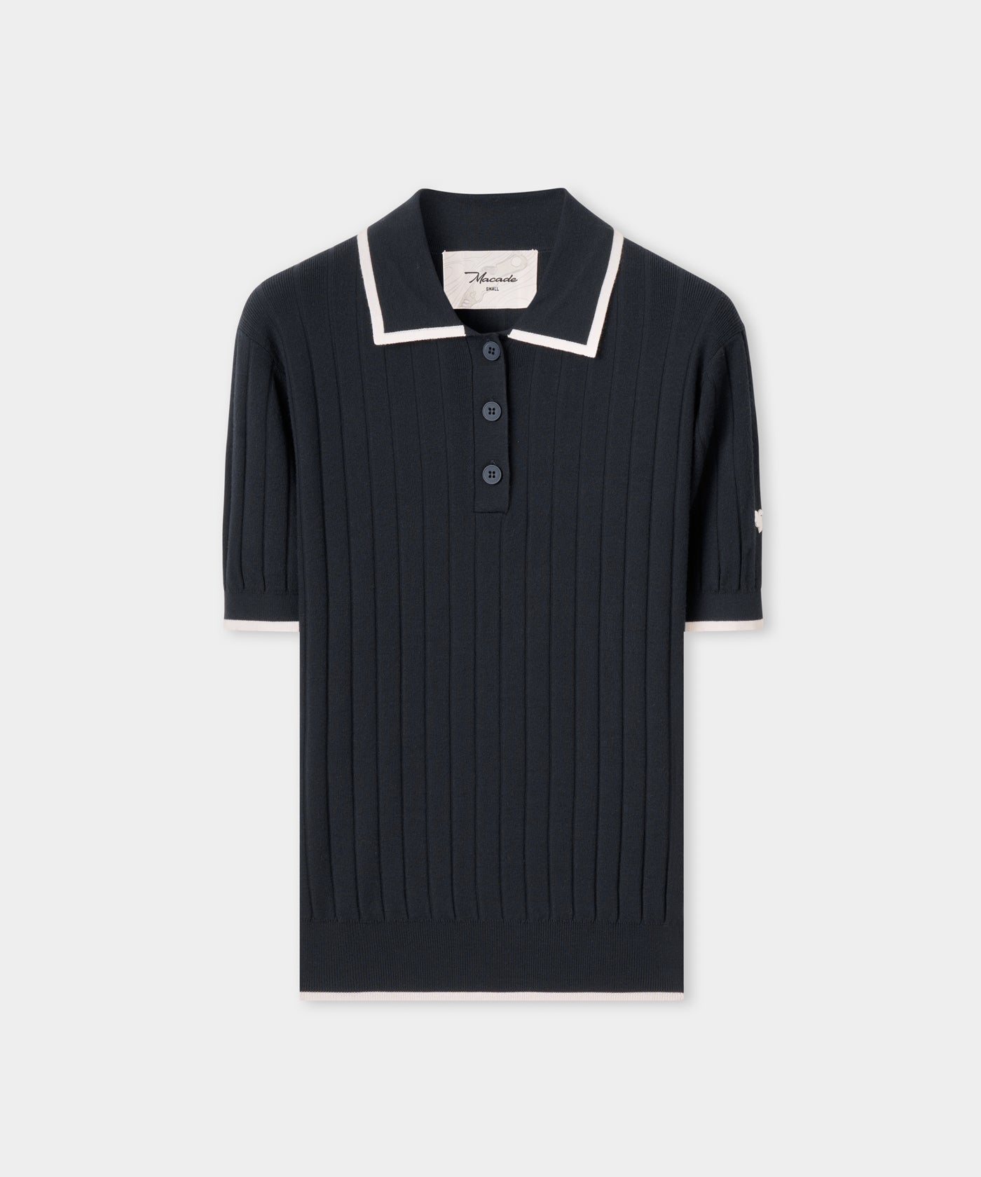 Skye Course Knit Polo - Navy flatlay 01