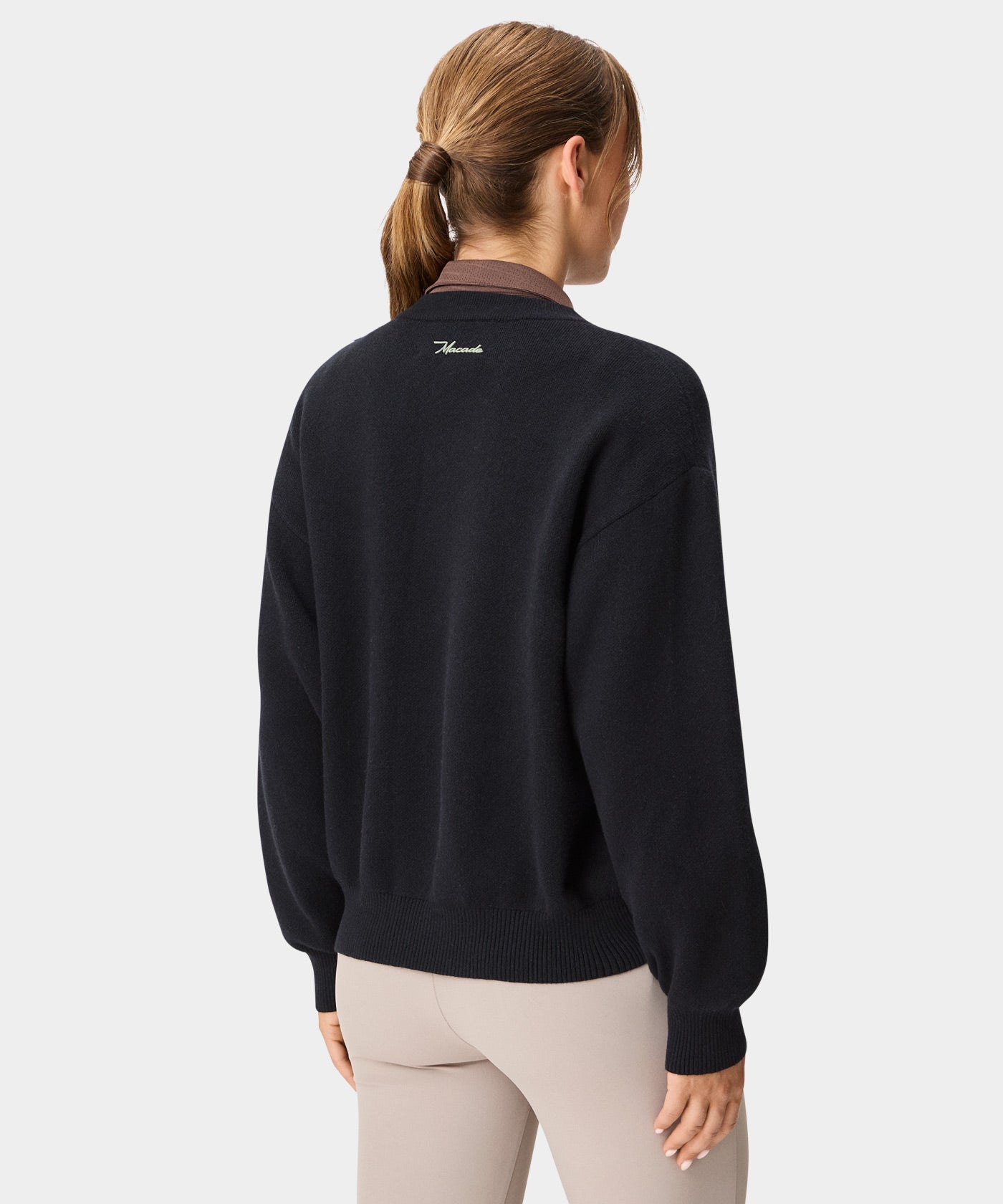 Cropped TX Knit Sweater - Black