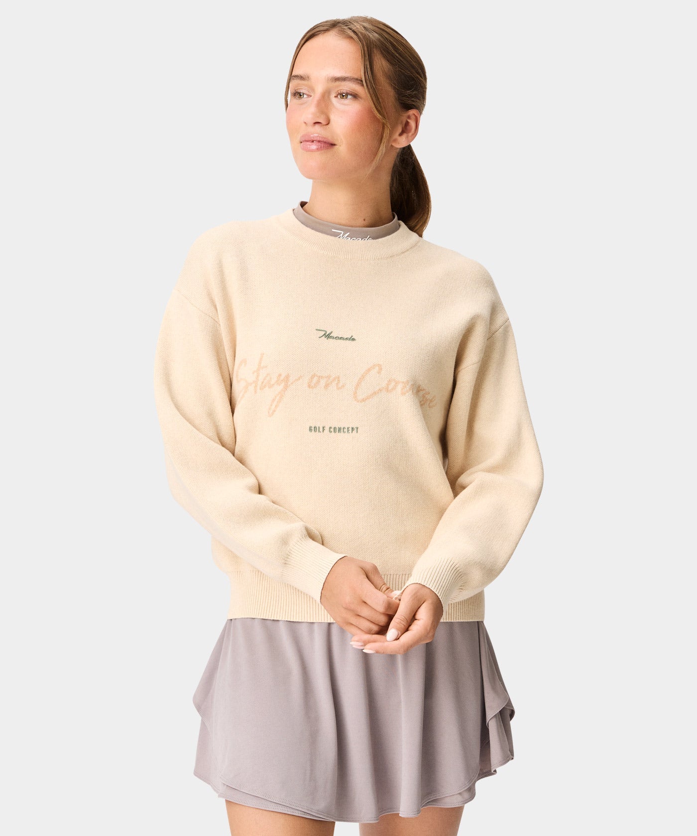 Cropped TX Knit Sweater - Sand