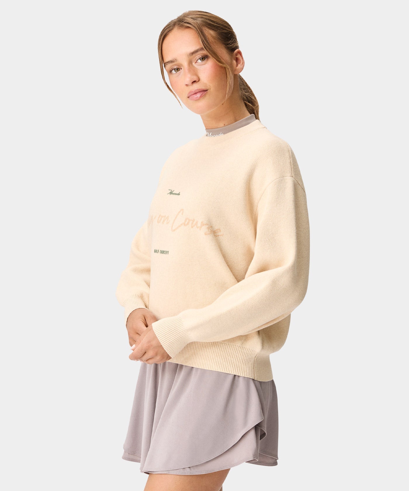 Cropped TX Knit Sweater - Sand
