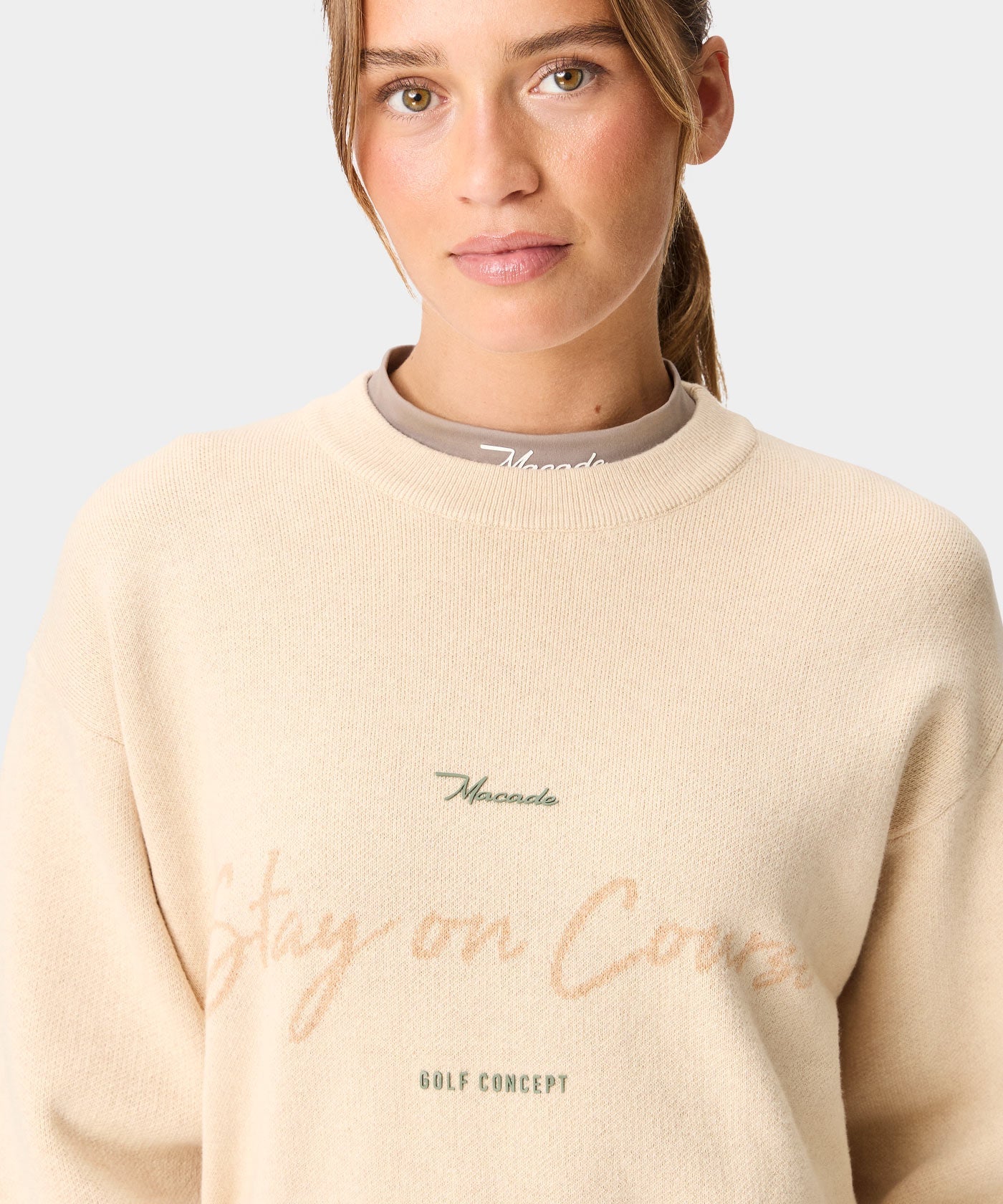 Cropped TX Knit Sweater - Sand