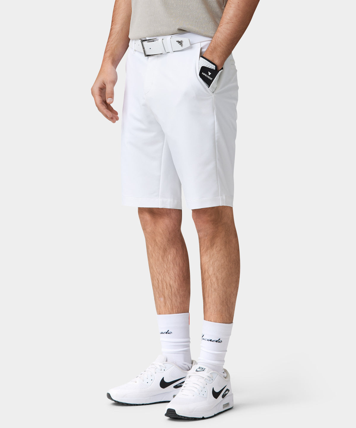 White Four-Way Stretch Shorts