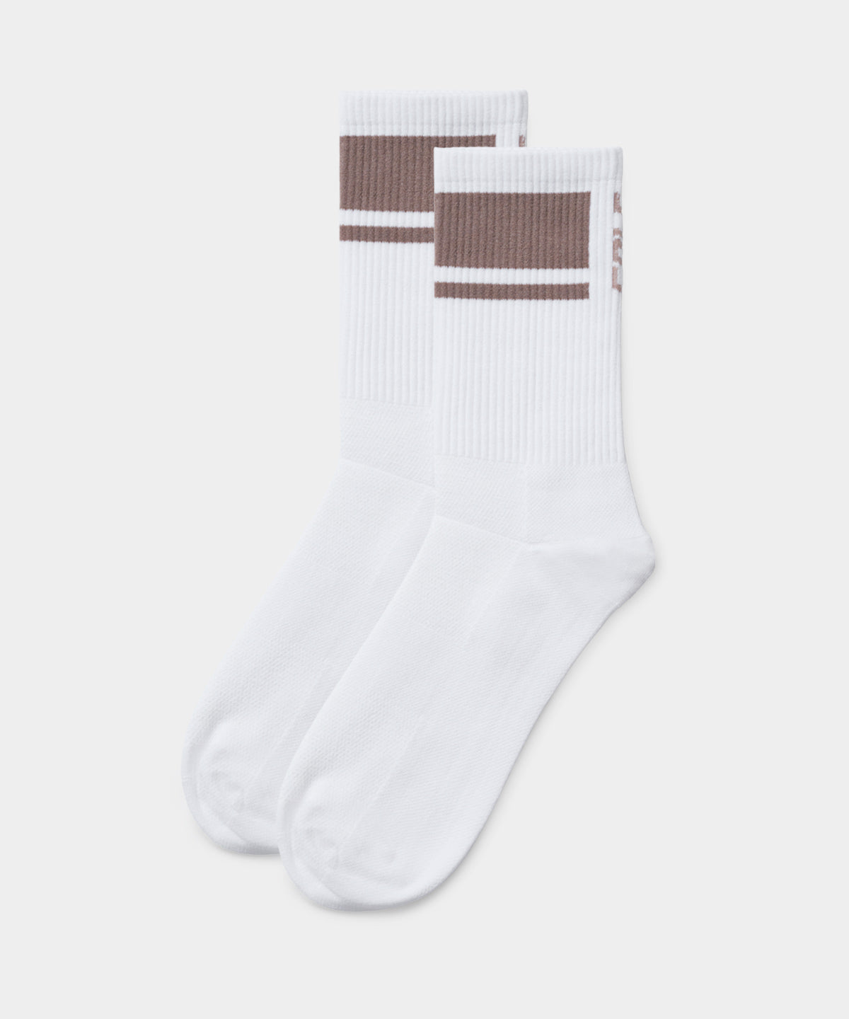 Men's White & Brown Golf Crew Socks