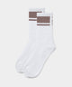 Golf Crew Socks - White & Brown