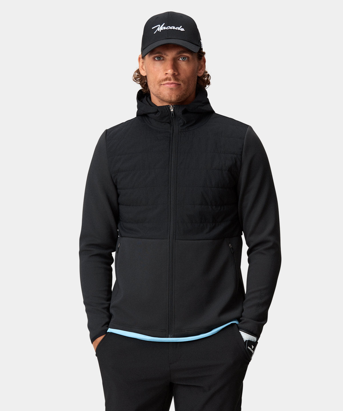 Black Hooded Hybrid Jacket Macade Golf