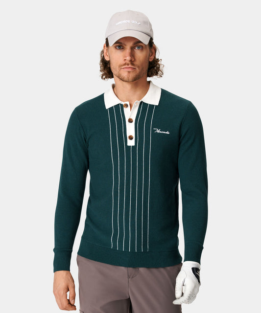 Green TB Long Sleeve Polo Shirt