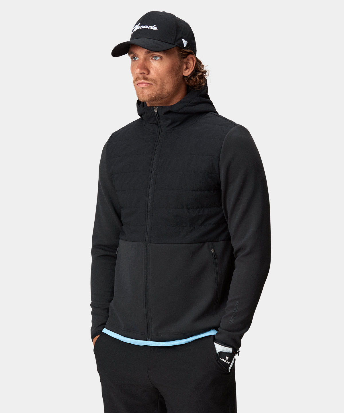 Black Hooded Hybrid Jacket Macade Golf