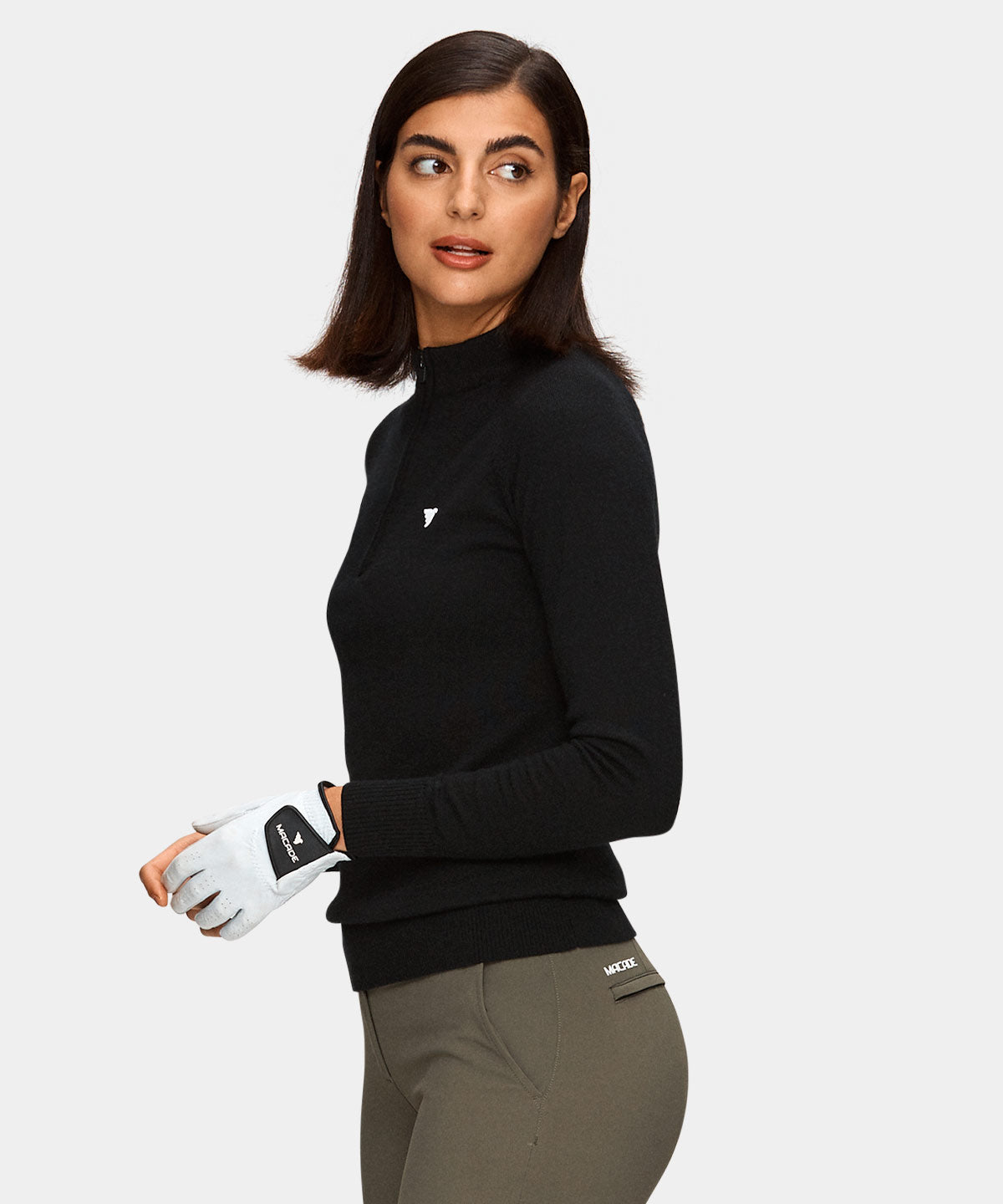 Black Merino Tech Quarter Zip Macade Golf