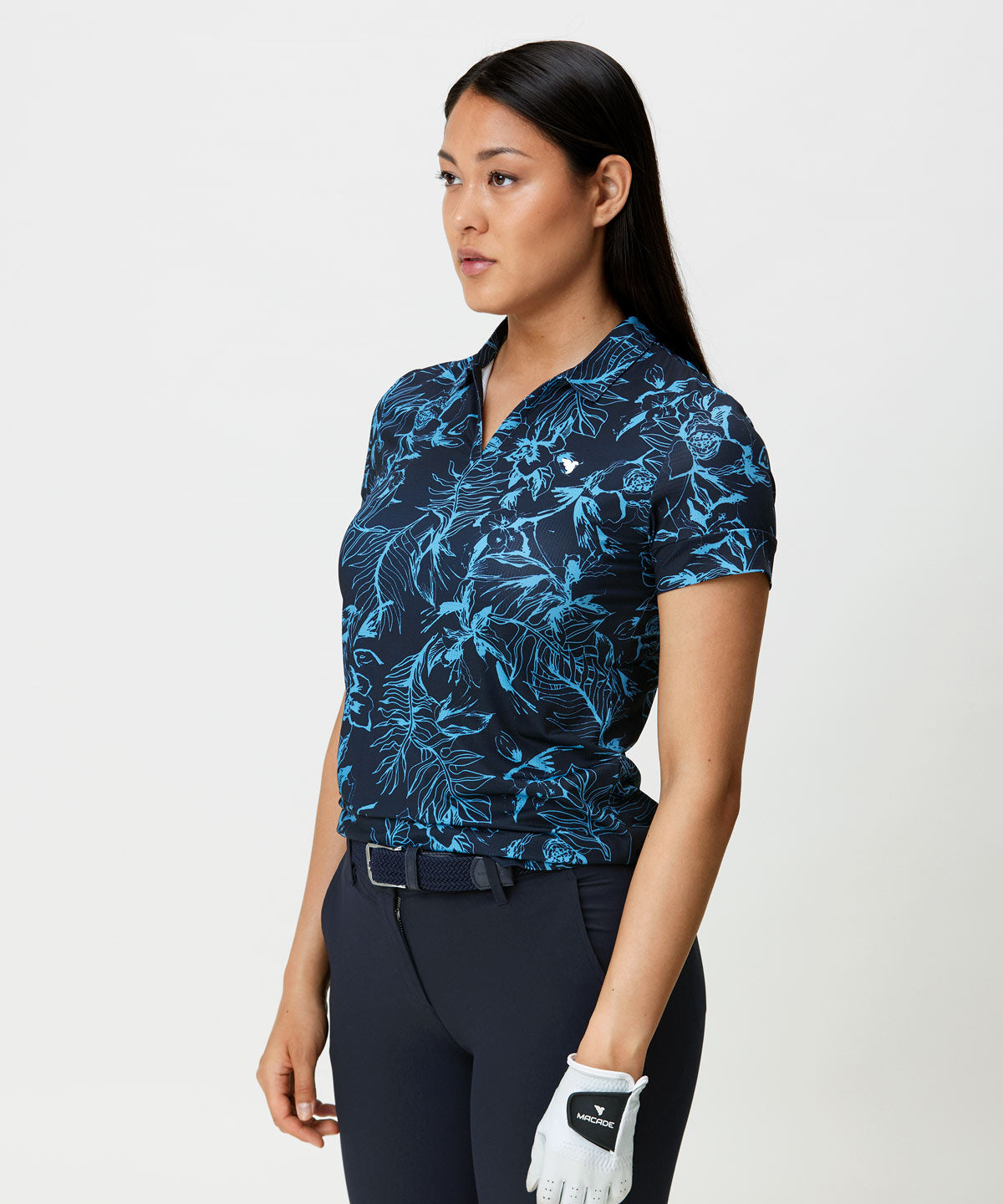 Dark Blue Floral Players Shirt Macade Golf