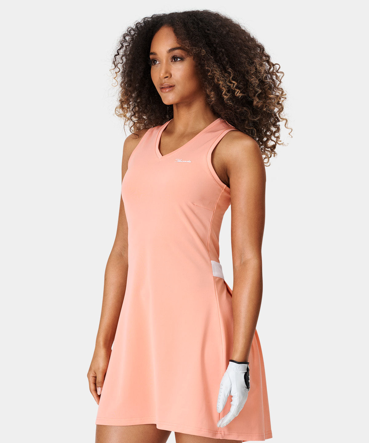 Coral Pleated Performance Dress