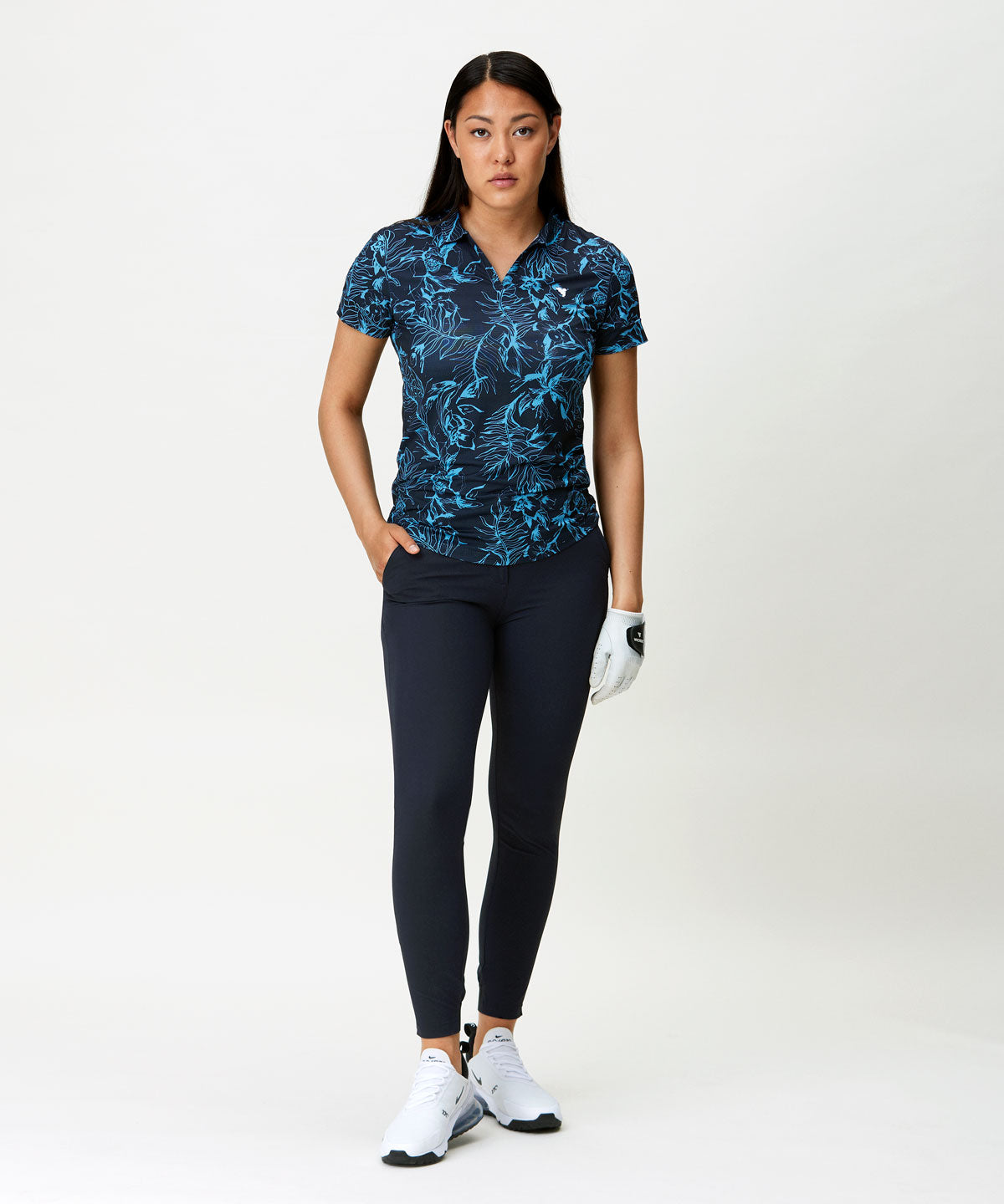 Dark Blue Floral Players Shirt Macade Golf